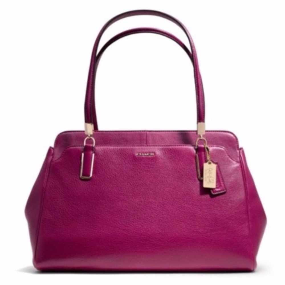 NWT Coach Madison Leather Carryall, Cranberry 25161